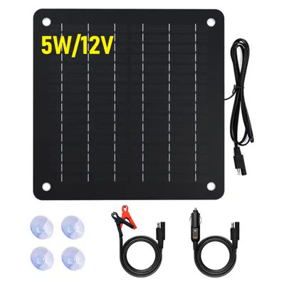 5W 太陽電池充電器 パネルキット 自動車用 モノ結晶型 ポータブル