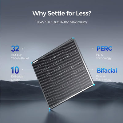 115 ワット 12 ボルト 硬い太陽光パネル モノ結晶太陽光モジュール セル 電力