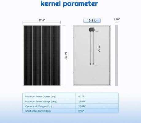 モノ結晶型 PV 固い太陽光パネルセル 12V 180W コンパクト
