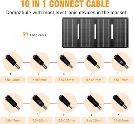 40Wポータブルソーラーパネル 屋外キャンプ・ハイキング用 15V直流電源