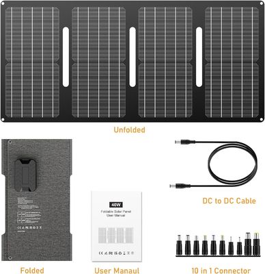 40Wポータブルソーラーパネル 屋外キャンプ・ハイキング用 15V直流電源