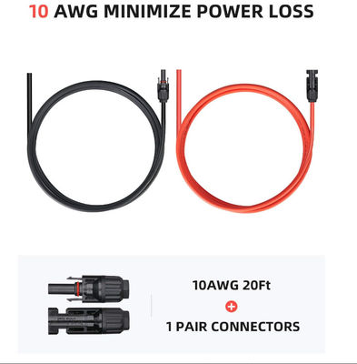 10AWG PV拡張ケーブル 携帯太陽光パネル用太陽光パネルアクセサリー