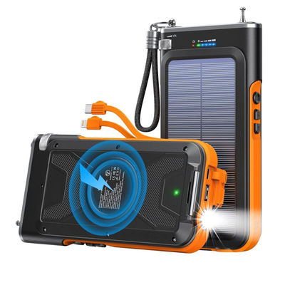 ワイヤレスポータブルソーラー充電器 パワーバンク FMラジオ 20000mAh