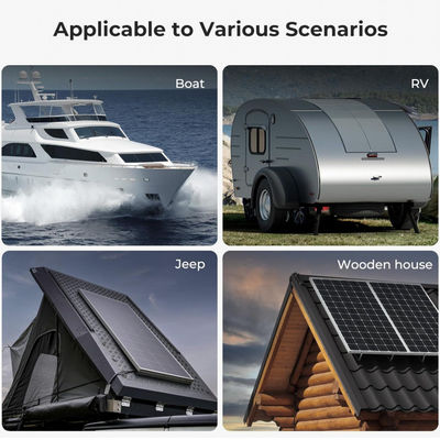 黒 ETFE 100ワット 柔軟な単結晶太陽光パネル ヨット,キャンピングカー,RV,4WD用の太陽電池