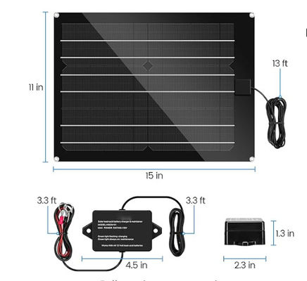 FTBM15 ソーラーパネルキット MPPT充電制御器内蔵 黒色で防水