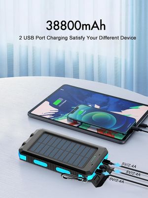38800mAh 太陽光発電 USB パワーバンク 防水 露天キャンプ用